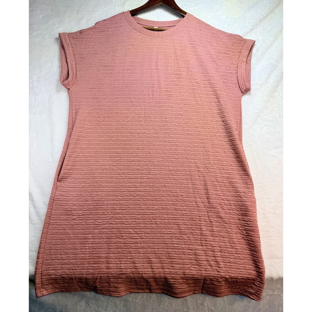 Womens Evaless Ribbed Medium‎ Casual Mini Dress with Short Sleeves and Pockets.